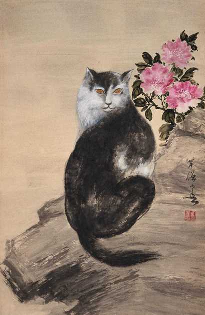 黄幻吾 猫憩 立轴